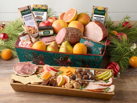 Family Gourmet Gift Basket with Fruits, Sweets and Meat