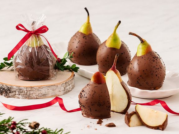 Chocolate Caramel Dipped Pears
