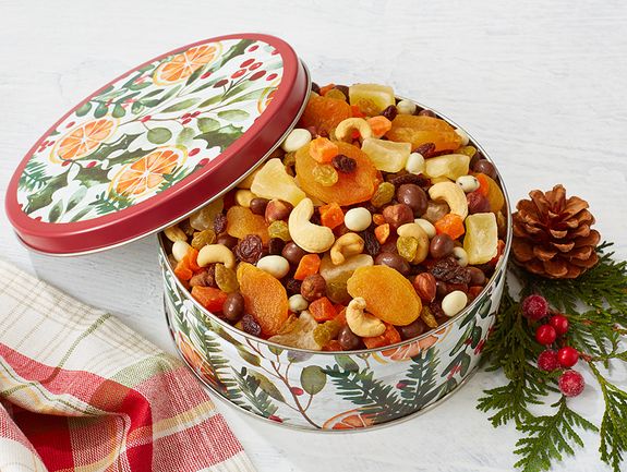 Tropical Sunshine Snack Mix in Holiday Tin